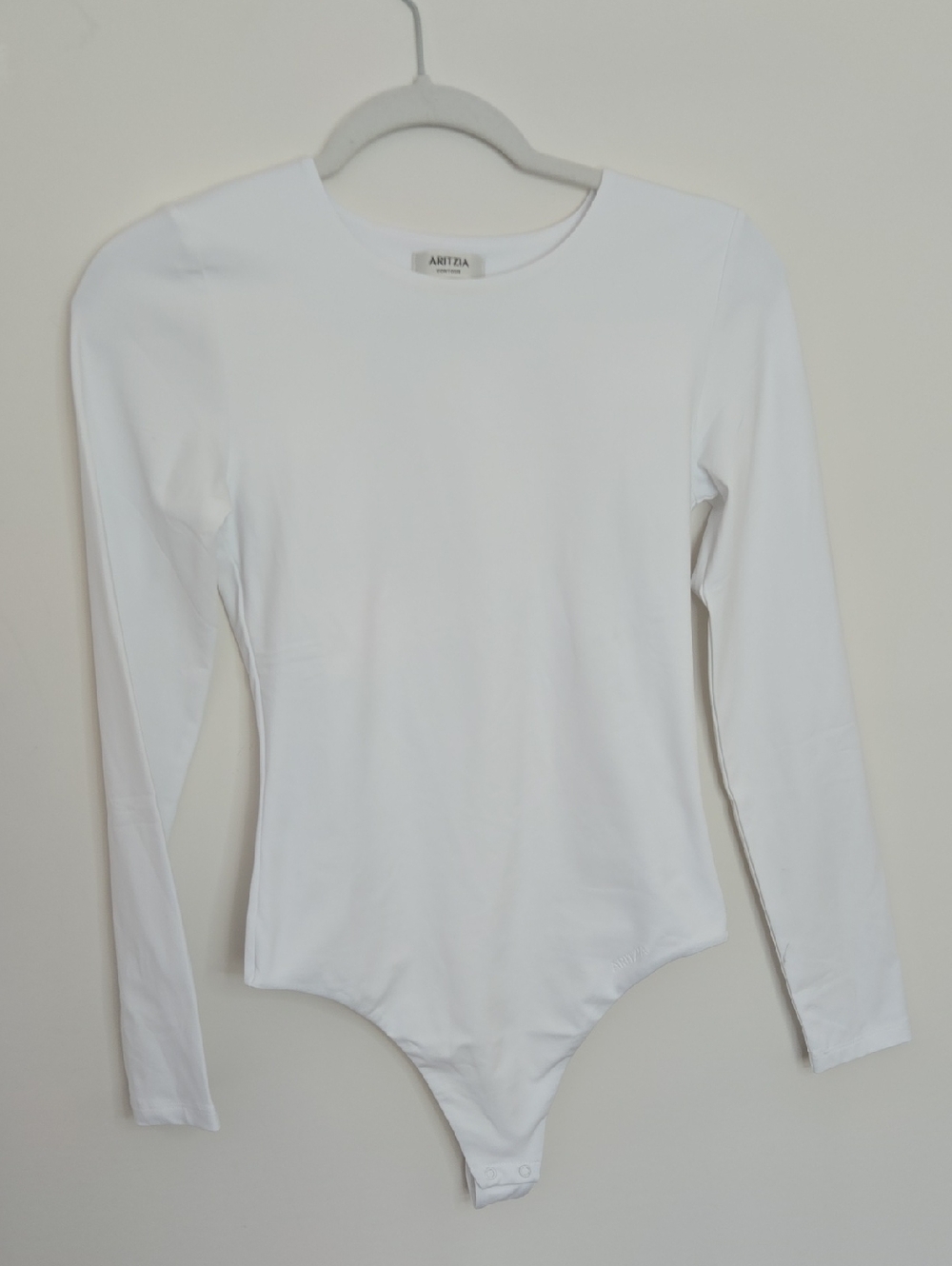 Aritzia Contour White Long-Sleeve Crewneck Bodysuit Quiet Luxury Normcore M